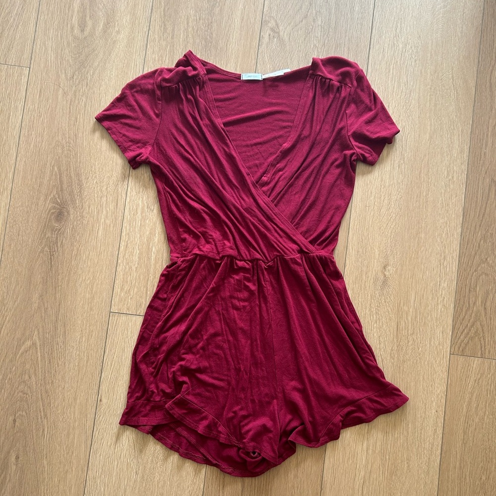 Pacsun Burgundy Wrap Romper